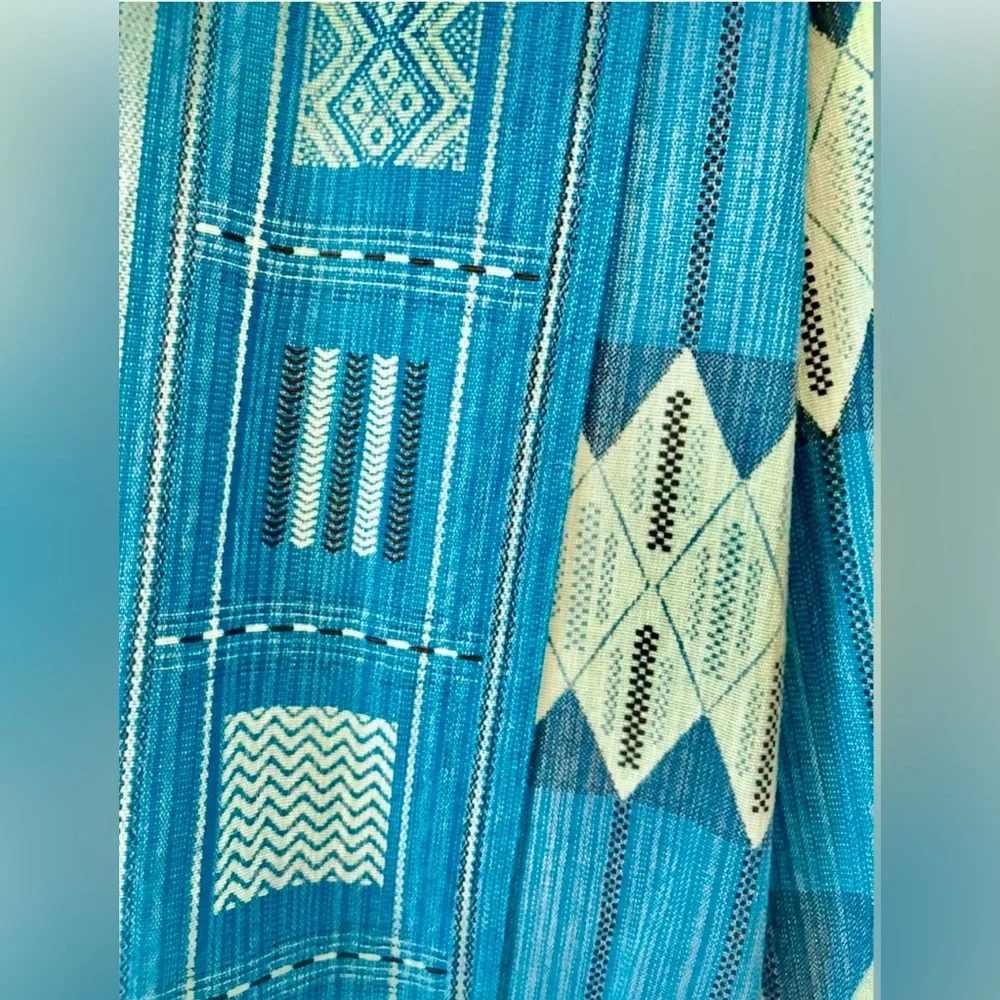 Blue Woven Cropped Cotton Palazzo Pants - Picture 4 of 7